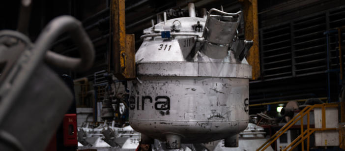 Heavy machinery inside of Speira’s plant in Deizisau during an aluminium production stage.