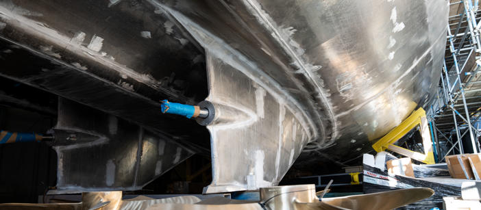 Aluminum hull under construction