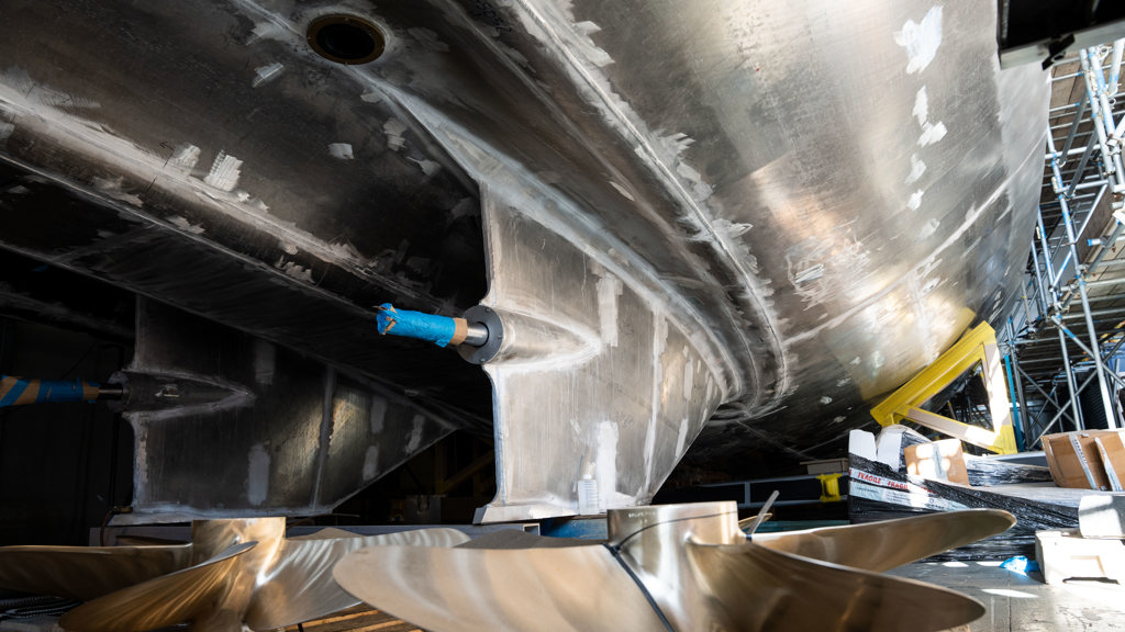 Aluminum hull under construction