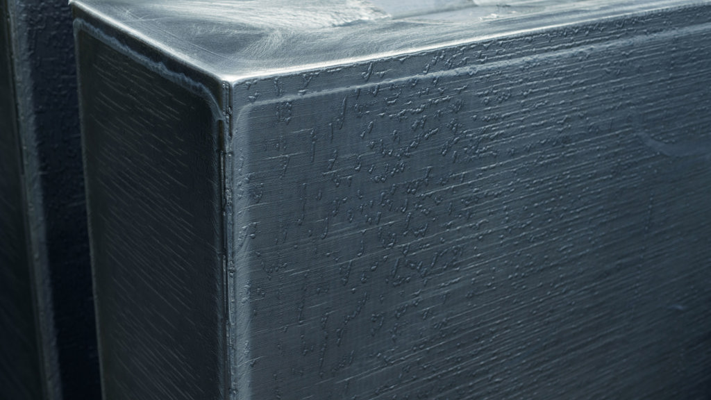 The corner of an Aluminium ingot.